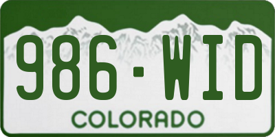CO license plate 986WID