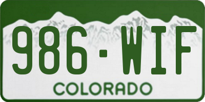 CO license plate 986WIF