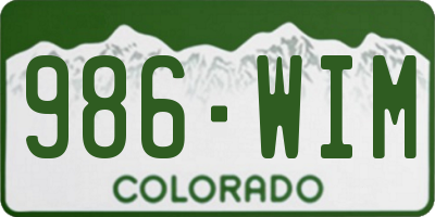 CO license plate 986WIM