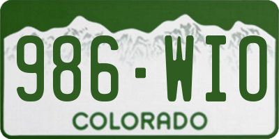 CO license plate 986WIO
