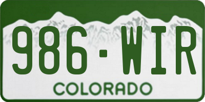 CO license plate 986WIR