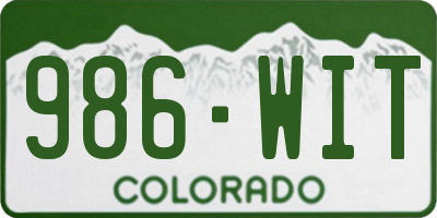 CO license plate 986WIT