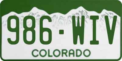 CO license plate 986WIV