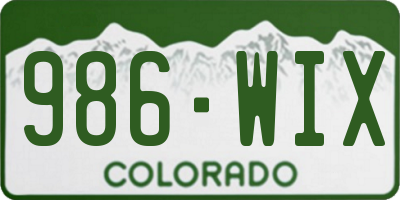 CO license plate 986WIX