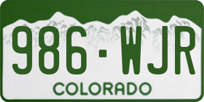 CO license plate 986WJR
