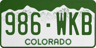 CO license plate 986WKB
