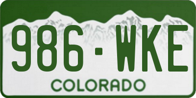 CO license plate 986WKE