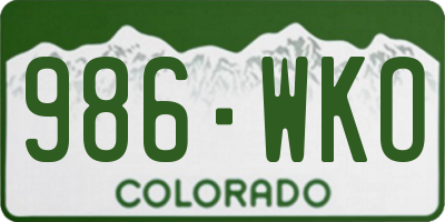 CO license plate 986WKO