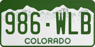 CO license plate 986WLB