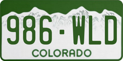 CO license plate 986WLD