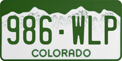 CO license plate 986WLP