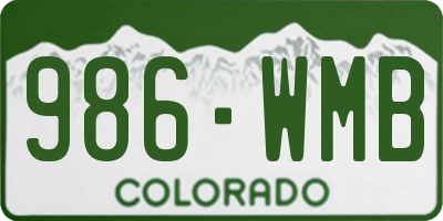 CO license plate 986WMB