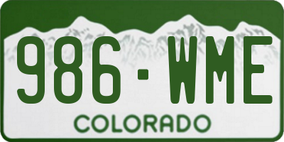 CO license plate 986WME