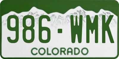CO license plate 986WMK