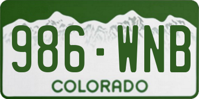 CO license plate 986WNB