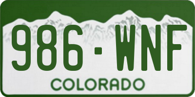 CO license plate 986WNF