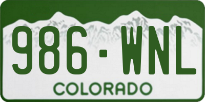 CO license plate 986WNL