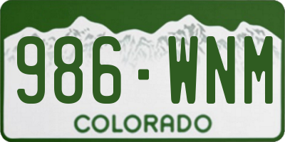 CO license plate 986WNM