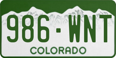 CO license plate 986WNT