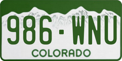 CO license plate 986WNU