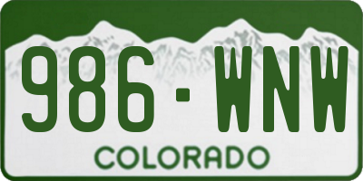 CO license plate 986WNW