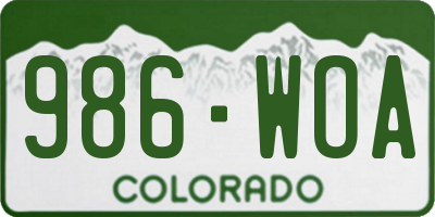 CO license plate 986WOA
