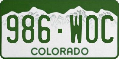 CO license plate 986WOC
