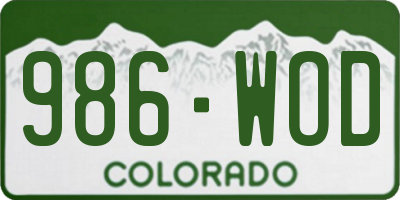 CO license plate 986WOD