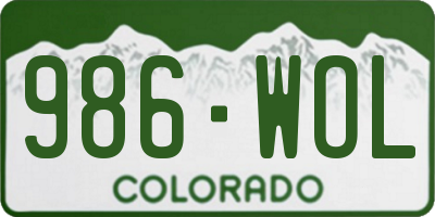 CO license plate 986WOL