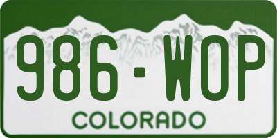 CO license plate 986WOP
