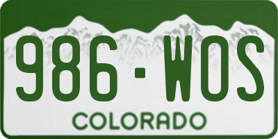 CO license plate 986WOS