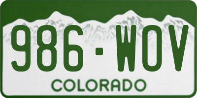 CO license plate 986WOV