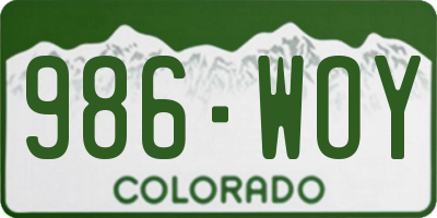 CO license plate 986WOY
