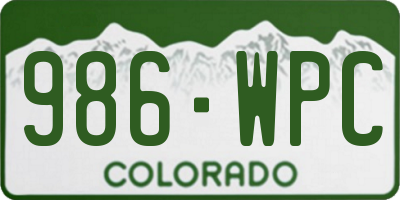 CO license plate 986WPC