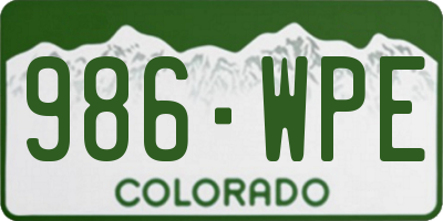 CO license plate 986WPE