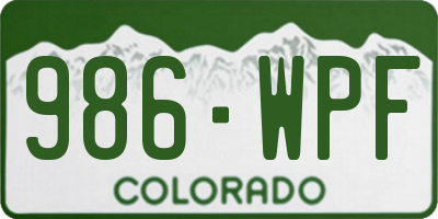 CO license plate 986WPF