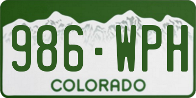 CO license plate 986WPH