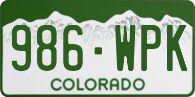 CO license plate 986WPK