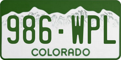 CO license plate 986WPL