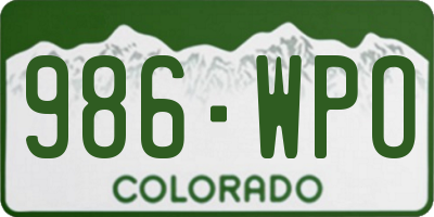 CO license plate 986WPO