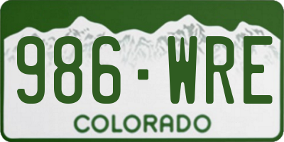 CO license plate 986WRE