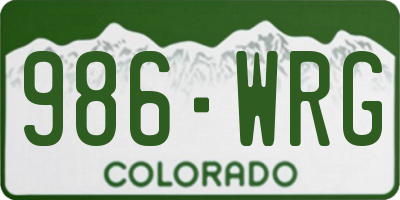 CO license plate 986WRG