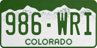 CO license plate 986WRI