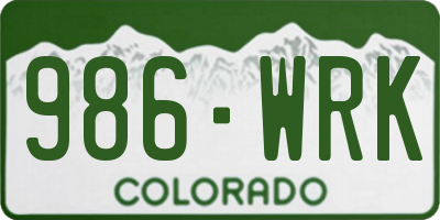 CO license plate 986WRK