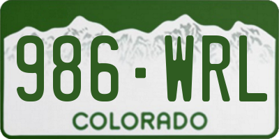 CO license plate 986WRL