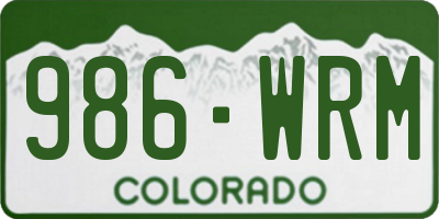 CO license plate 986WRM