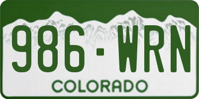 CO license plate 986WRN