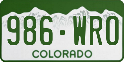 CO license plate 986WRO