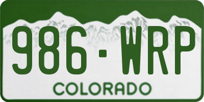 CO license plate 986WRP