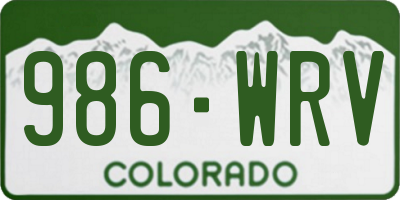 CO license plate 986WRV